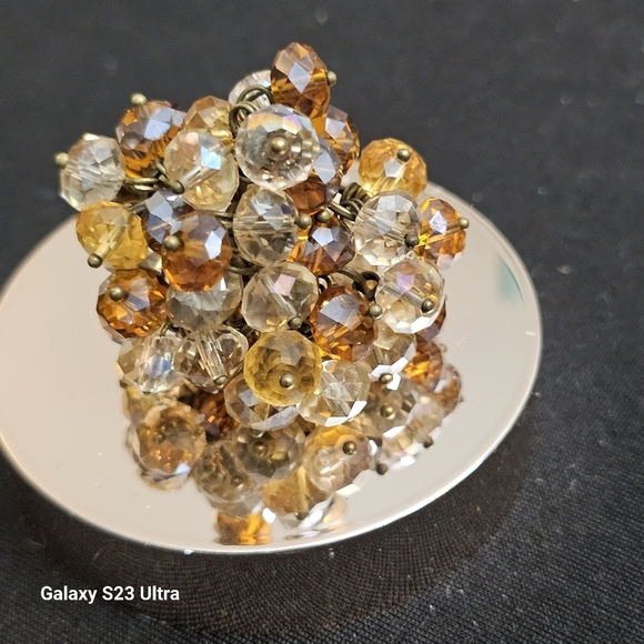 Large Crystal Cluster Ring  6-1/2 adjustable - Picture 2 of 7